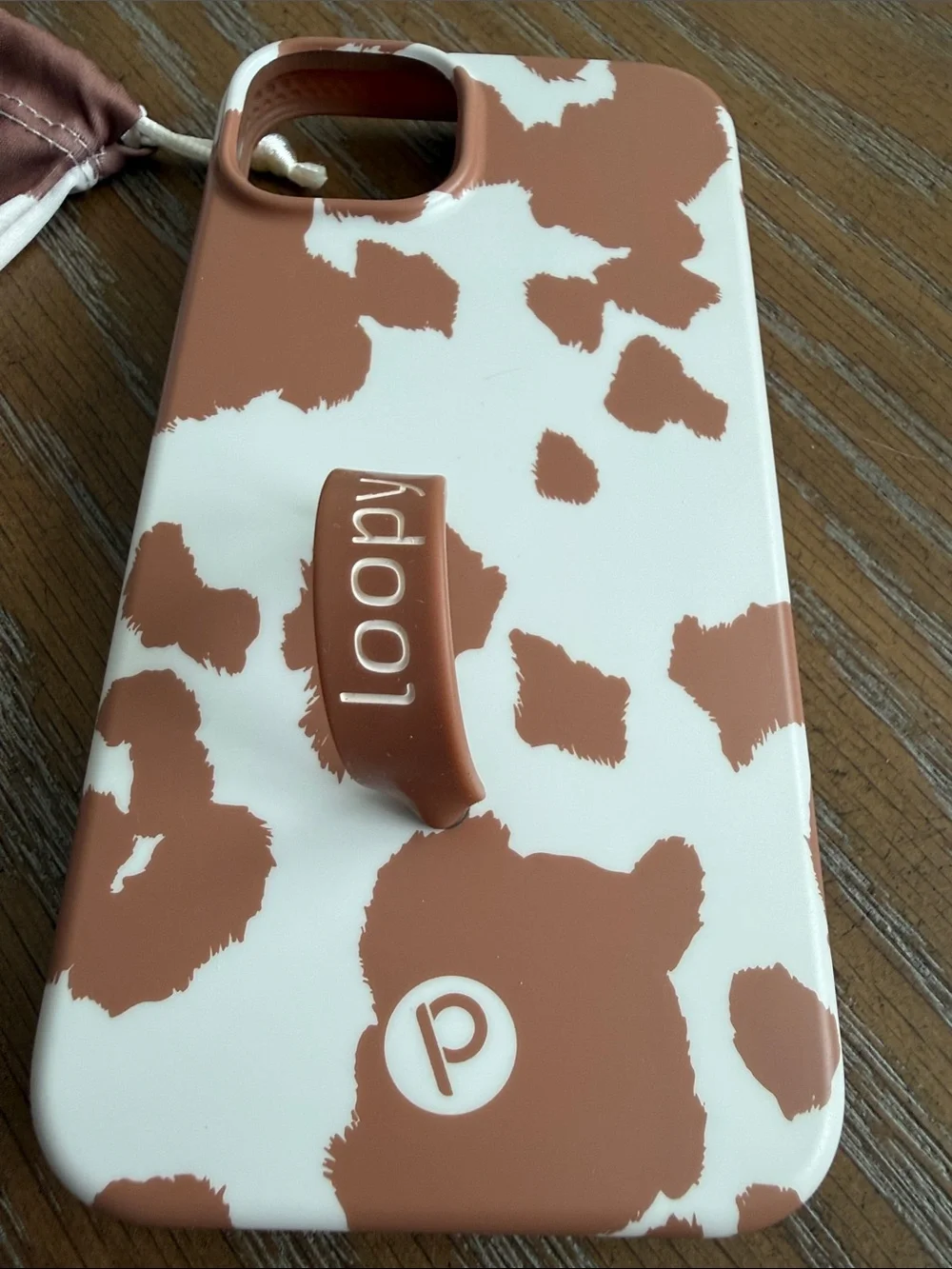 Loopy Case Brown and White Cow Print iPhone Case with Loopy Strap